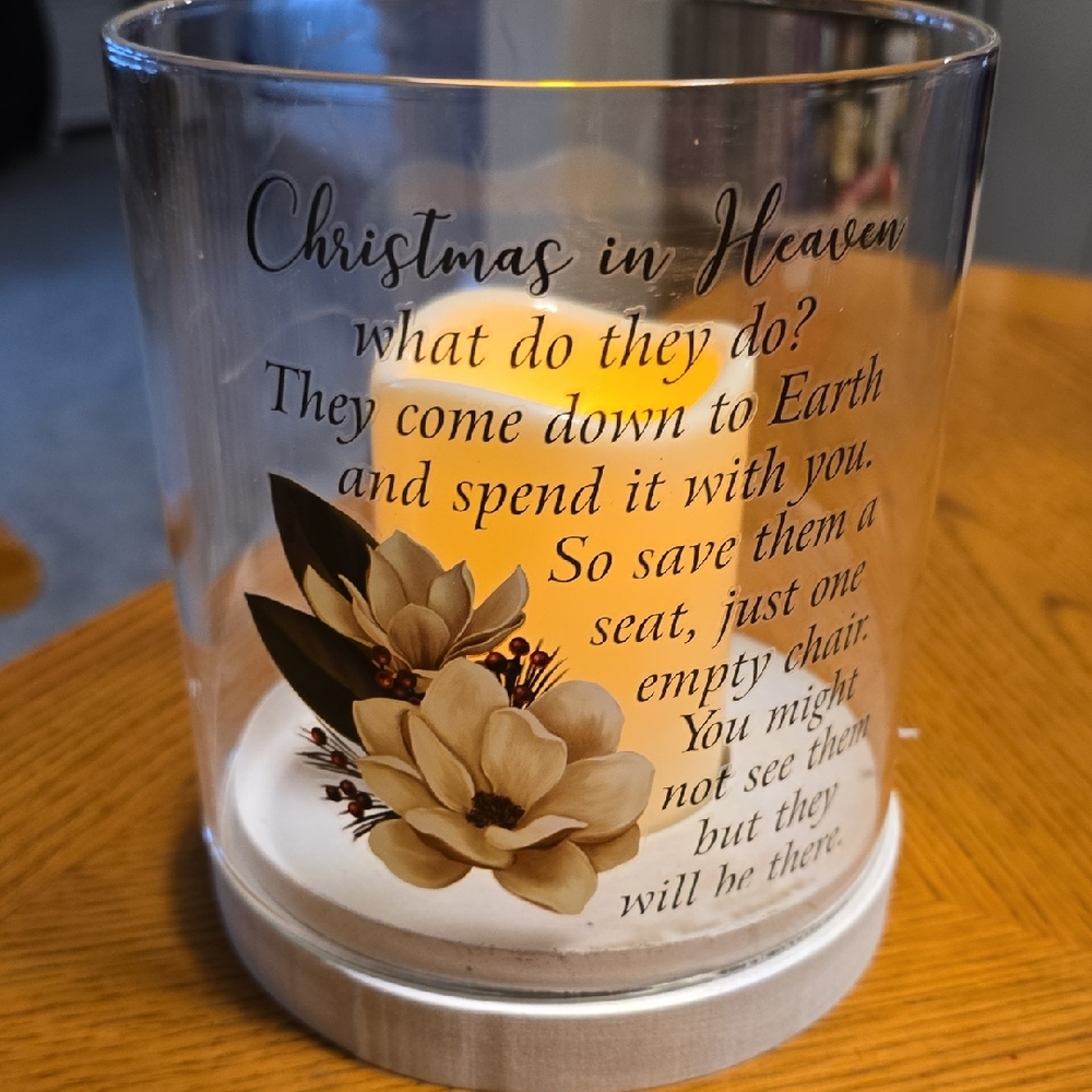Candle Holder Christmas In Heaven with Floral Design